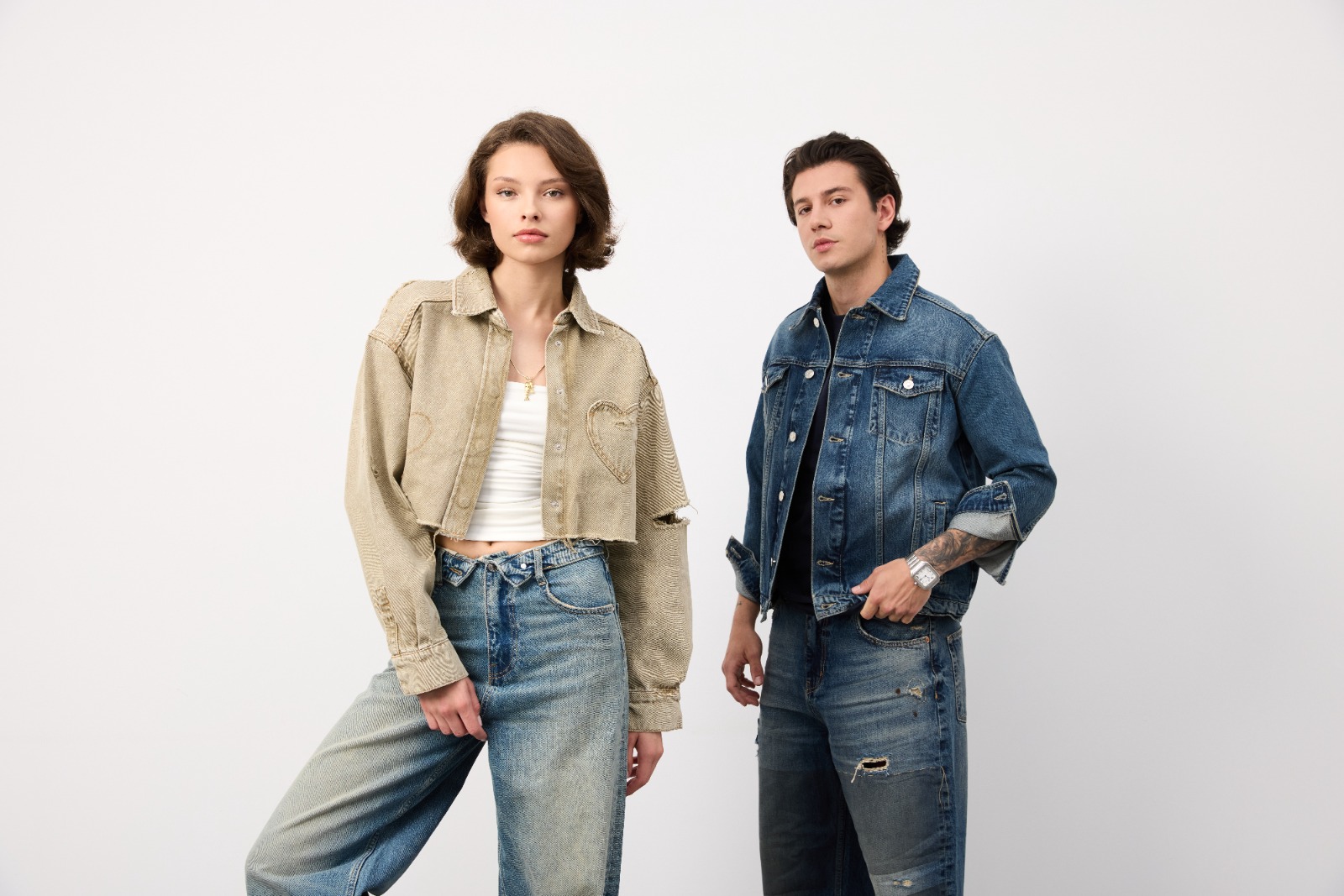 Sample denim garment made from Atlas Denim fabric — model shot 16