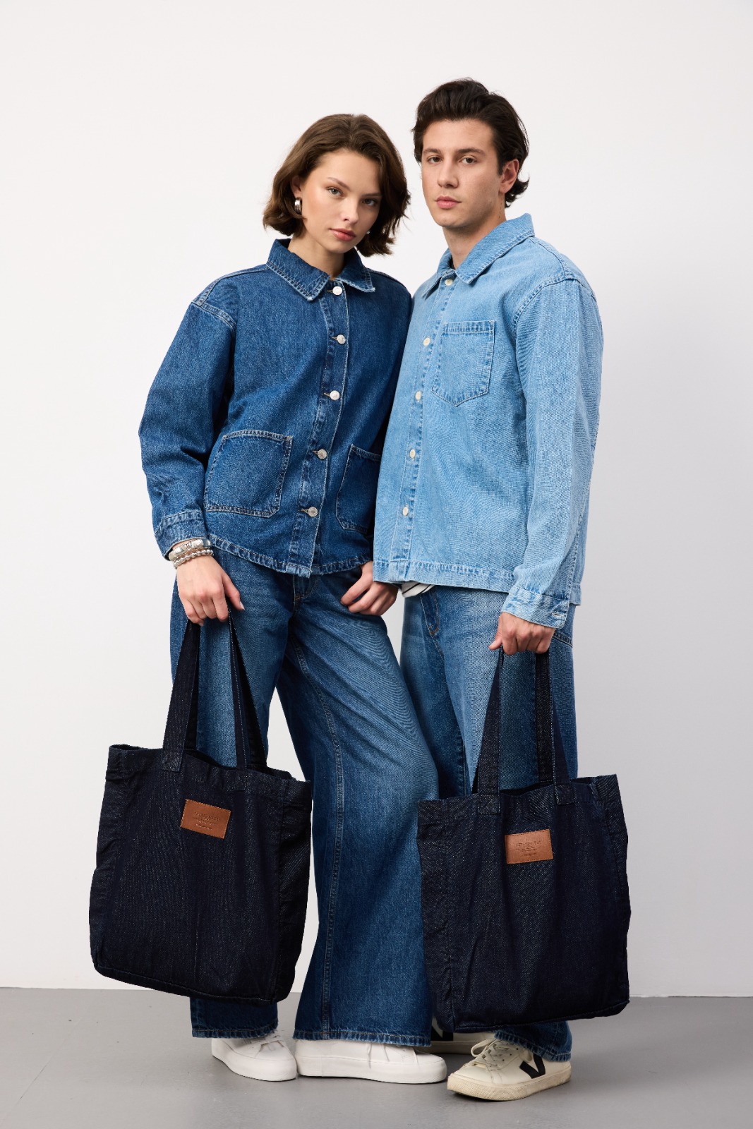 Sample denim garment made from Atlas Denim fabric — model shot 22