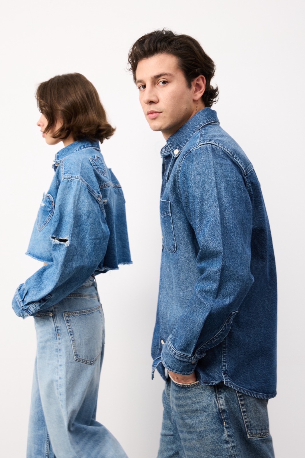 Sample denim garment made from Atlas Denim fabric — model shot 24