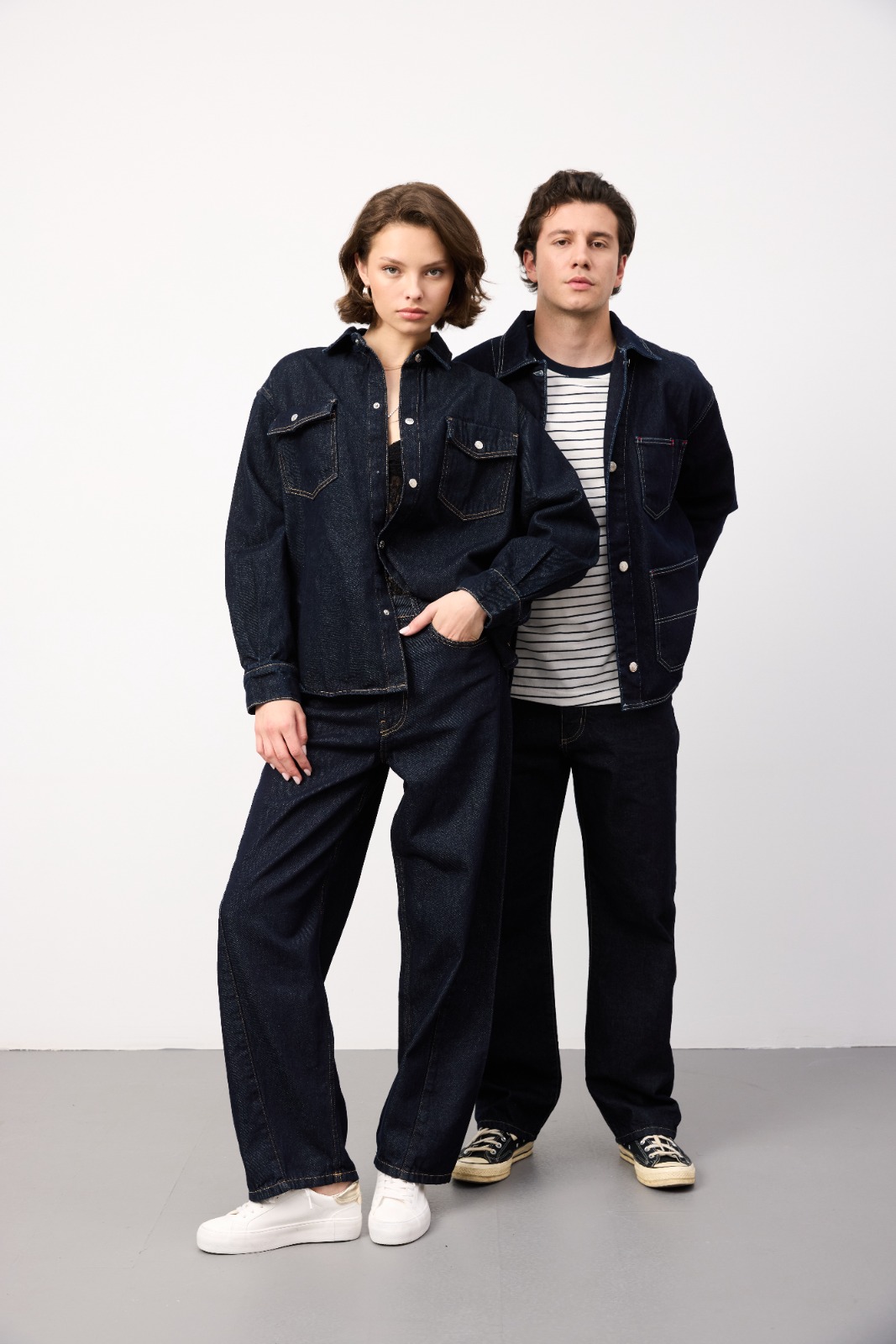 Sample denim garment made from Atlas Denim fabric — model shot 25