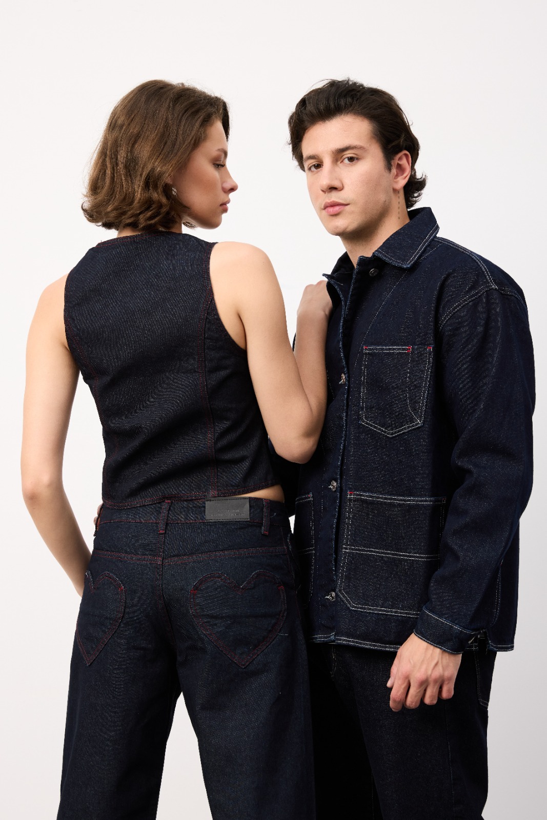 Sample denim garment made from Atlas Denim fabric — model shot 26