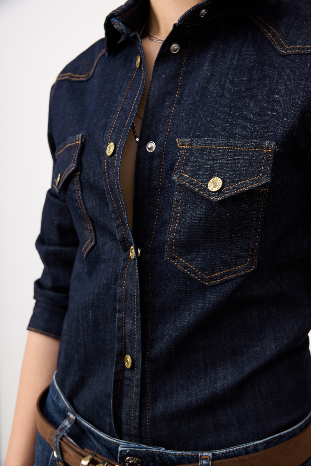 Sample denim garment made from Atlas Denim fabric — model shot 27