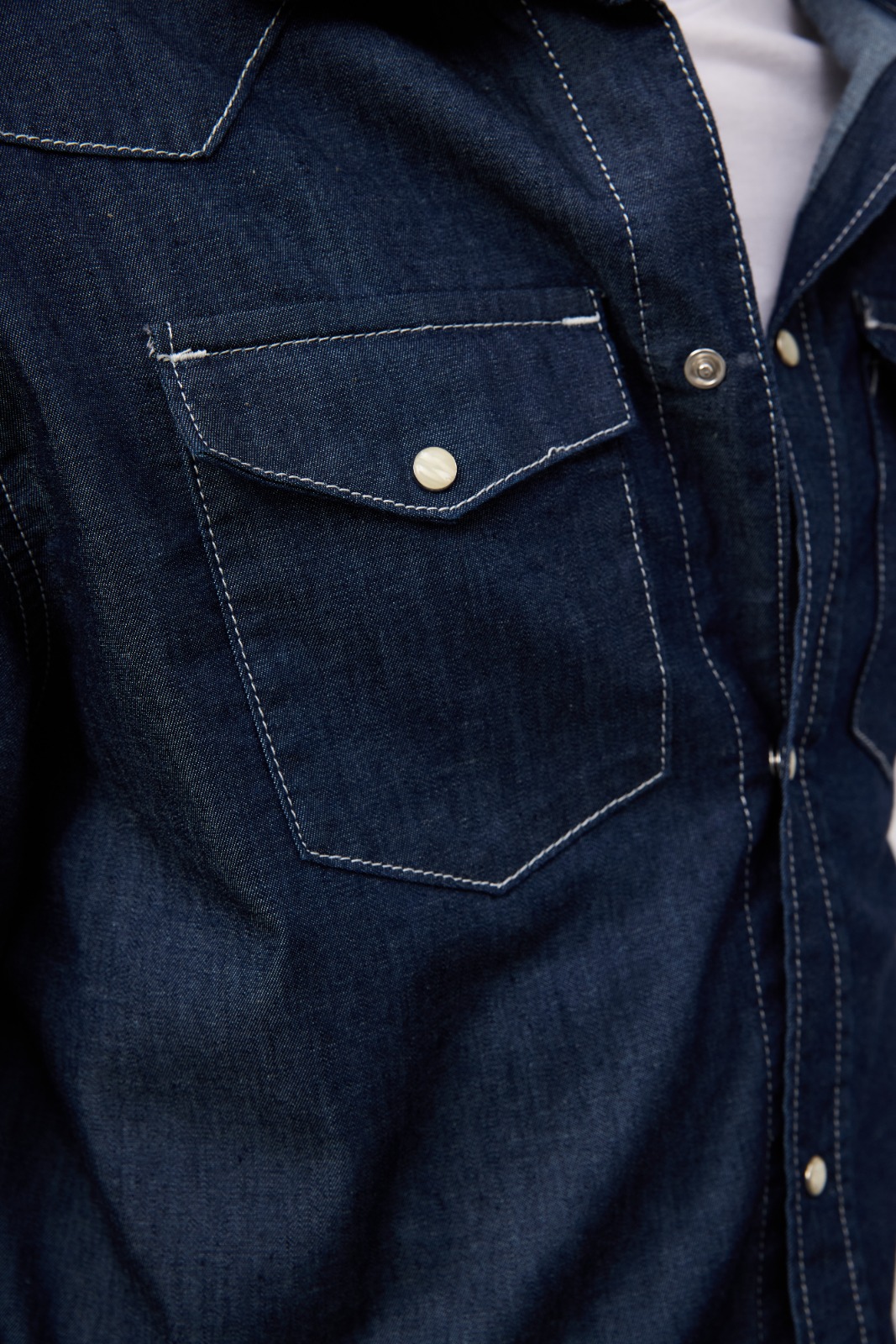 Sample denim garment made from Atlas Denim fabric — model shot 30