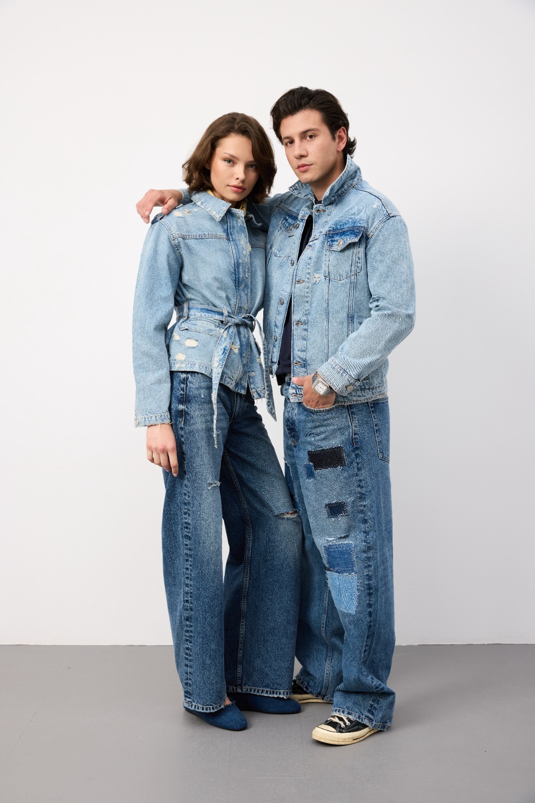 Sample denim garment made from Atlas Denim fabric — model shot 36